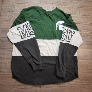 Michigan State Spartans Pressbox Large Long Sleeve T Shirt Green Blue